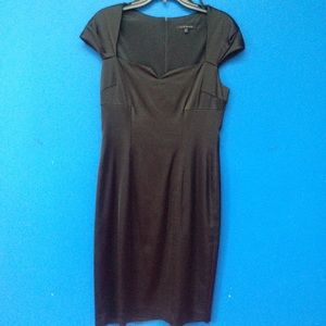 DAVID MEISTER Black Stretch Satin Cocktail Dress 8